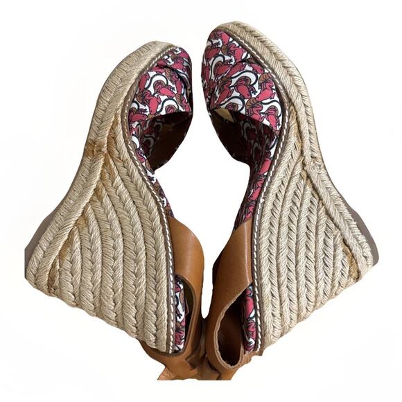 Tory Burch  Size 10 Women's Pink LillyPad Straps Espadrille Wedge Sandals - Picture 7 of 8